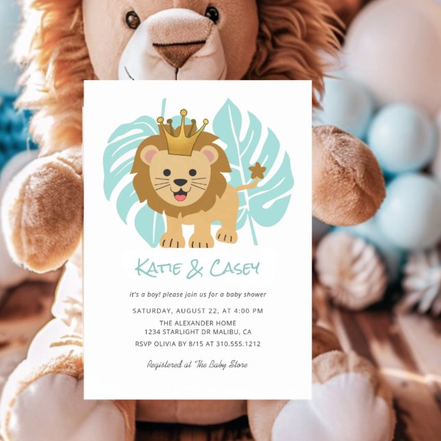 Invitation Lion Cub Jungle Feuilles Baby shower garçon (Créateur téléchargé)