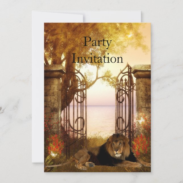 Invitation Lion D'Invitation À La Porte (Devant)