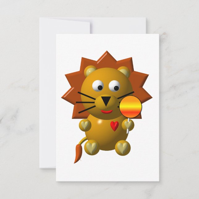 Invitation Lion mignon avec une Lollipop (Devant)