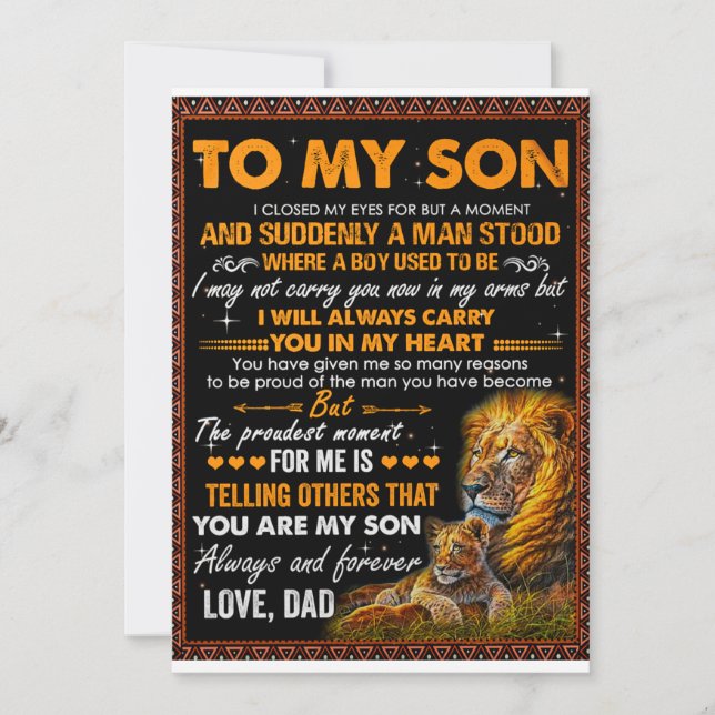 Invitation Lion Pour Mon Fils J'Ai Fermé Mes Yeux Pendant Un  (Devant)
