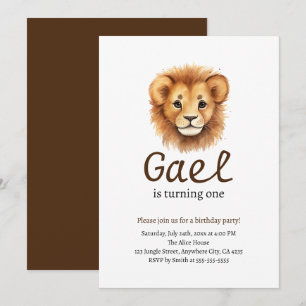 Invitation Lion Premier Roi de la Jungle Anniversaire