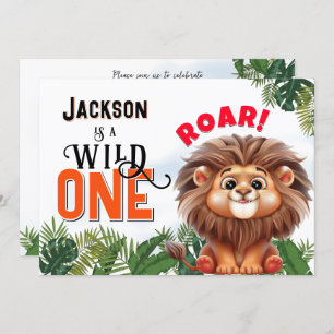 Invitation Lion Safari Wild One Anniversaire de enfant Party