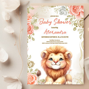Invitation Lion Woodland Baby Safari bébé Animaux