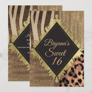 Invitation Lioness Safari Chic Jungle Glam Anniversaire moder