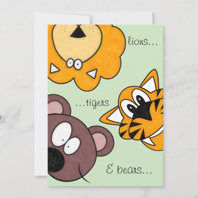 Invitation lions, tigres et ours, Oh, mon cher anniversaire (Devant)