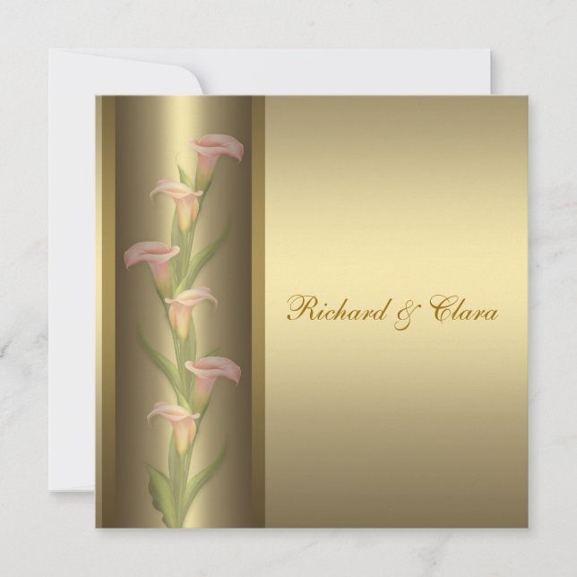 Invitation Lis calla doré 50e anniversaire de mariage (Devant)