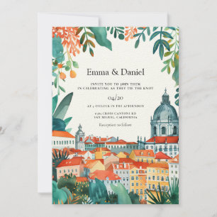 Invitation Lisbonne Portugal Destination européenne Mariage