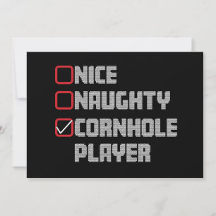Invitation Liste de joueurs de cornhole Nice Naughty Noël Ugl