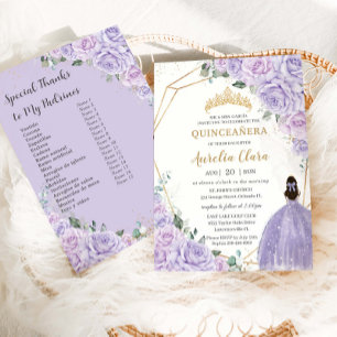 Invitation Liste de Padrinos de Quinceanera Fleurs de Lilas V