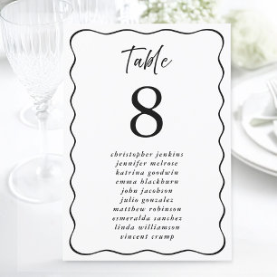 Invitation Liste de placement de mariage cadre ondulé numéro