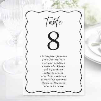 Invitation Liste de placement de mariage cadre ondulé numéro