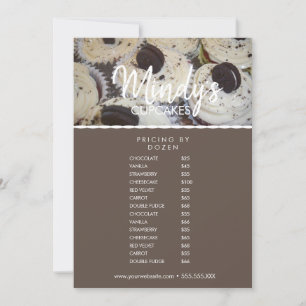 Invitation Liste de prix des flyers pour cupcakes de boulange