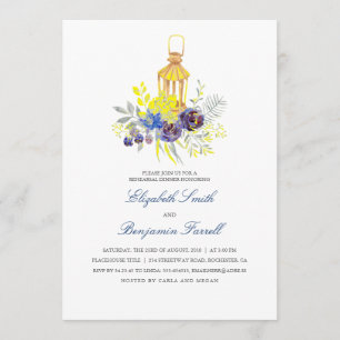 Invitation Lit aux bougies Lanterne Bleu Jaune Dîner de répét