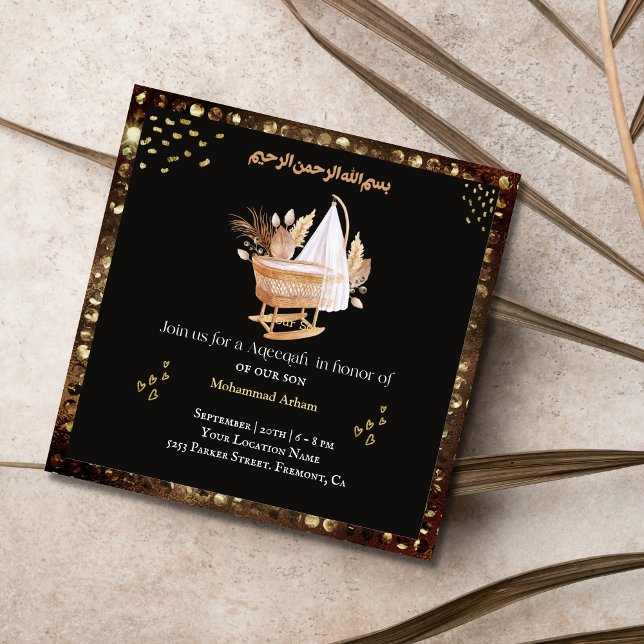 Invitation Lit-bébé musulman Aqeeqah- (Créateur téléchargé)