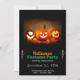 Invitation Lit Up Jack O' Lanterns Halloween noir