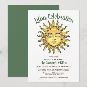 Invitation Litha Solstice d'été Soleil Jaune Sourire