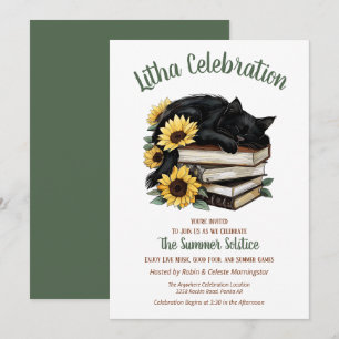 Invitation Litha Solstice d'été Tournesol Chat & Livres