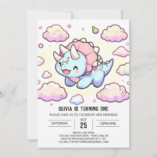 Invitation Little Adorable Dinosaur 1er Anniversaire
