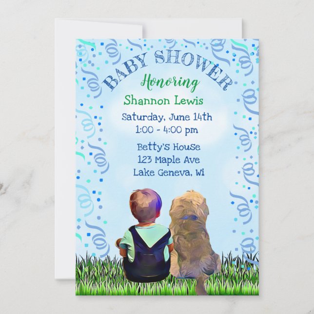 Invitation Little Baby Boy et son Baby shower de chien Invita (Devant)
