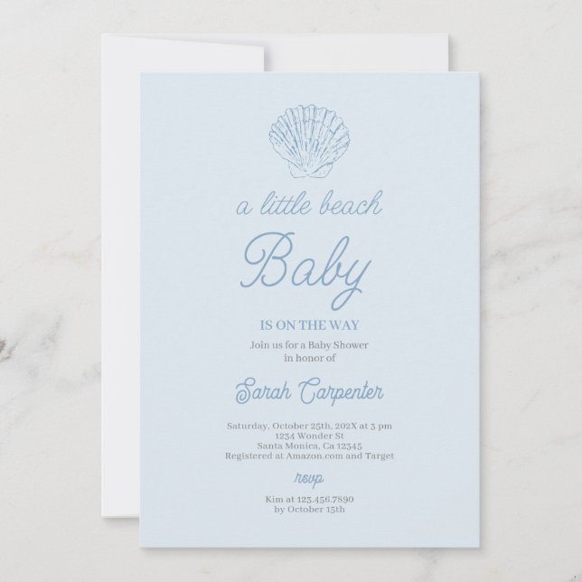 Invitation Little Beach Baby shower Boy (Devant)
