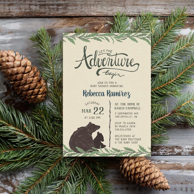 Invitation Little Bear Rustic Long Distance Baby shower (Créateur téléchargé)