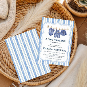 Invitation Little Blue Jean arrive, Baby Shower denim,