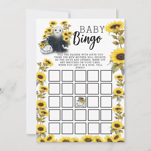 Invitation Little Boo Baby shower Bingo (Devant)