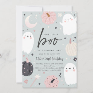 Invitation Little Boo Boho Halloween Ghost 2e fête d'annivers