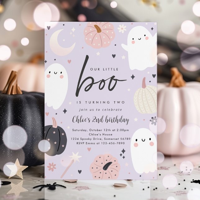 Invitation Little Boo Boho Halloween Ghost 2e fête d'annivers (Créateur téléchargé)