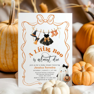 Invitation Little Boo est Due Bow Clothesline baby shower