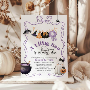 Invitation Little Boo est due fille baby shower de ligne de l