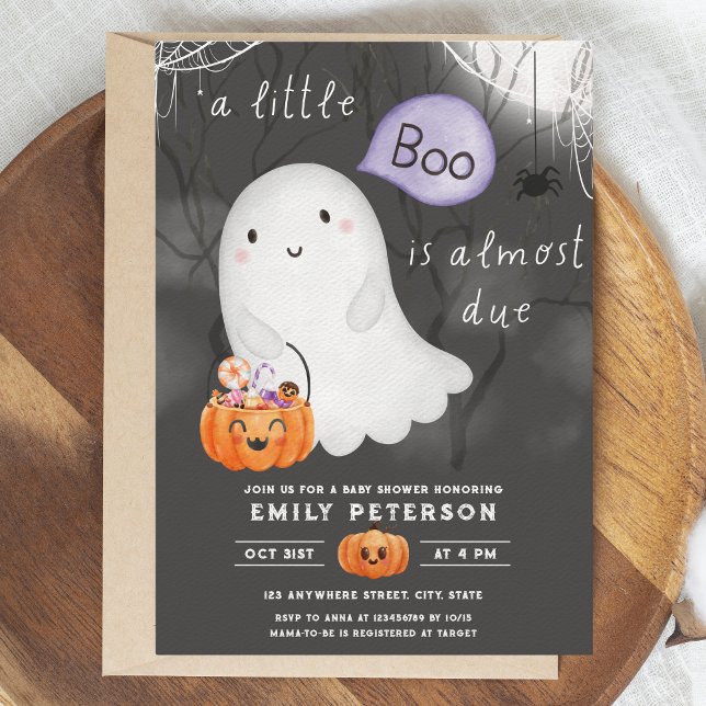 Invitation Little Boo est presque dû | Baby shower Halloween (Little boo is almost due - baby shower invitation)