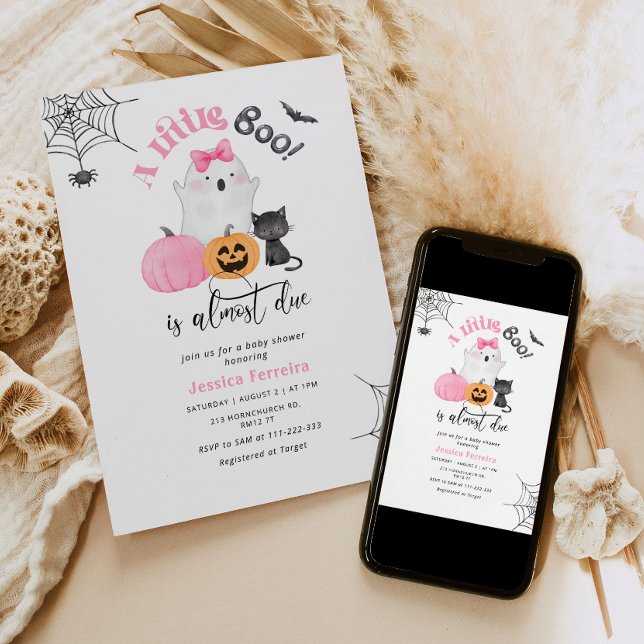 Invitation Little Boo est presque Due rose fille baby shower (Créateur téléchargé)