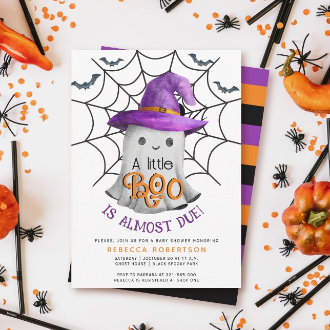 Invitation Little BOO fantôme et rayures Halloween baby showe (Créateur téléchargé)