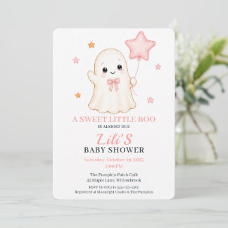 Invitation Little Boo Ghost | Baby Shower Halloween Fille