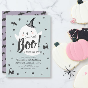 Invitation Little Boo Ghost Halloween Blue Boy 1er anniversai