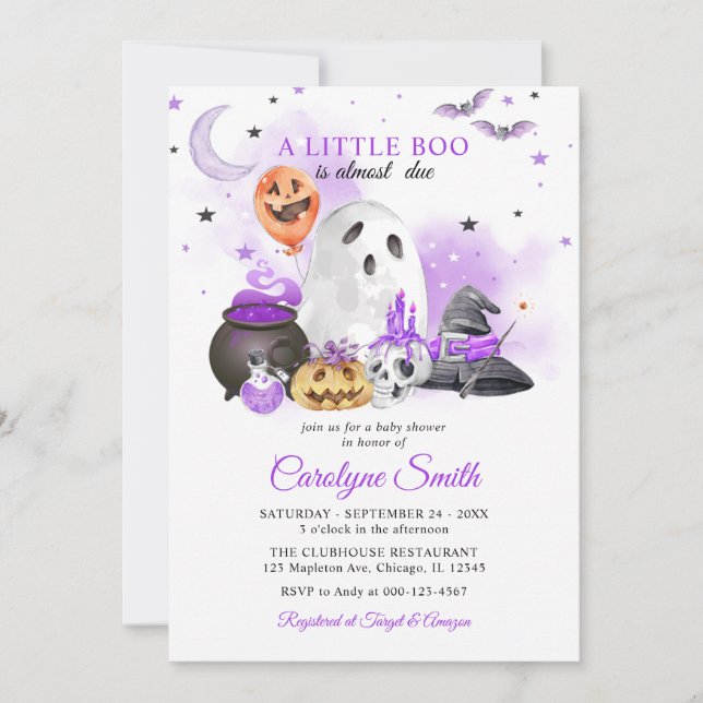 Invitation Little Boo Halloween Baby shower neutre pour les f (Devant)