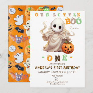 Invitation Little Boo Halloween Ghost Any Age 1er Anniversair