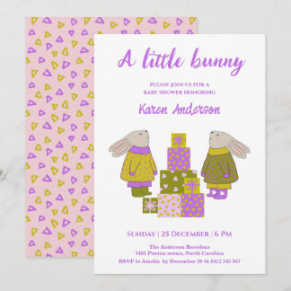 Invitation Little Bunny Presents Birthday Baby Shower  