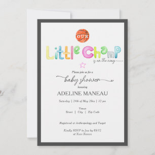 Invitation Little Champ Est Sur Le Chemin Baby shower Aquarel