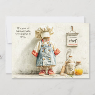 Invitation Little Chef Girl - 1er anniversaire Cuisine Amusan