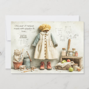 Invitation Little Chef Girl - 1er anniversaire Cuisine Amusan