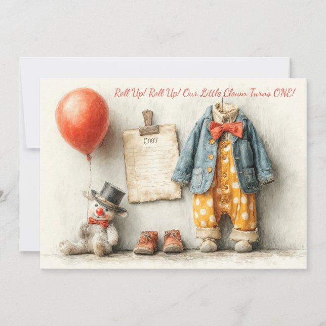 Invitation Little Clown 1er Anniversaire (Devant)