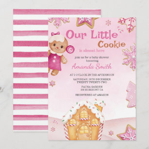 Invitation Little Cookie hiver Noël Baby shower fille de Noël