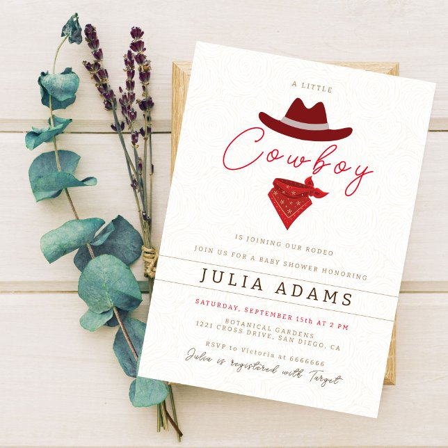 Invitation Little Cowboy Baby shower moderne de rodéo occiden (Créateur téléchargé)