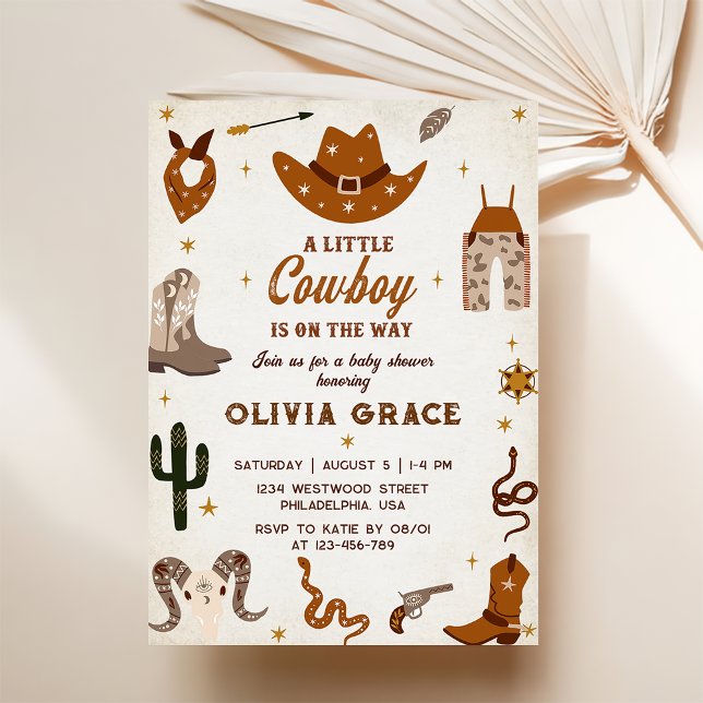 Invitation Little Cowboy Baby shower moderne de rodéo occiden (Créateur téléchargé)
