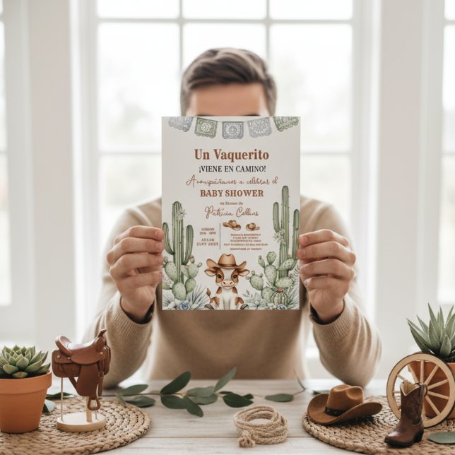 Invitation little cowboy baby shower Vaquerito Viene Camino (Créateur téléchargé)