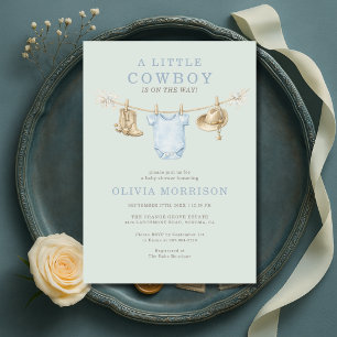 Invitation Little Cowboy Clothesline Baby Shower
