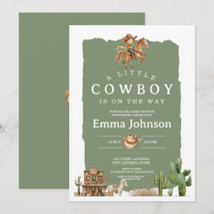 Invitation Little Cowboy Est En Route Fête Prénatale Wester