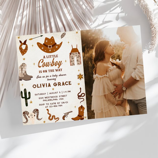 Invitation Little Cowboy Western Rodeo Baby shower photo (Créateur téléchargé)